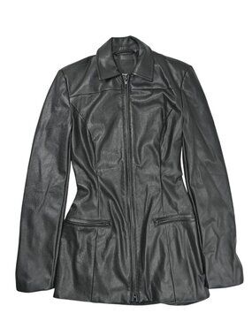 Khy Faux Leather Sleek Mini Dress in Black